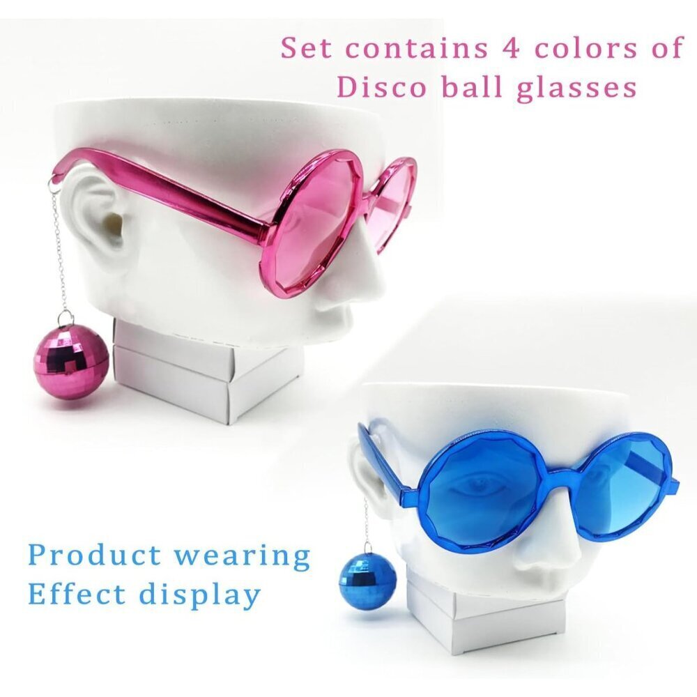 Disco Ball Glasses Set Retro Sunglasses Party Favor Unisex 4-Pack - Picture 7 of 7